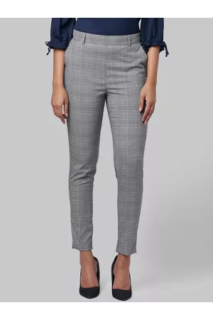 Buy Park Avenue Women Grey Slim Fit Checked Formal Trousers  Trousers for  Women 8590777  Myntra