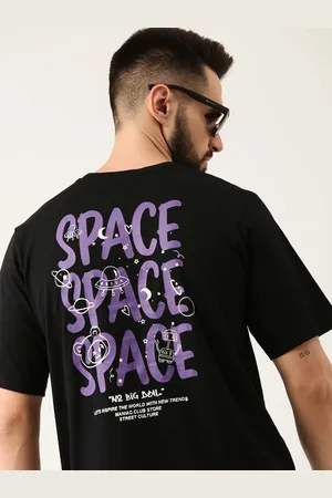 Maniac Men Black & Purple Cotton Boxy T-shirt