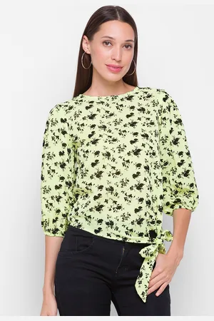Globus Yellow & Black Floral Print Top