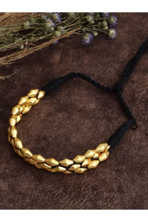 Veni Women Gold-Toned & Black Brass Gold-Plated Choker Necklace