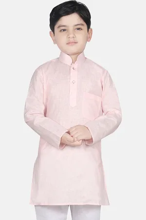 SG Boys Pink Solid Straight Kurta
