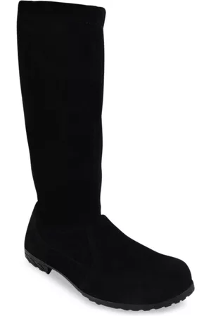 THE WHITE POLE Women Black Solid Suede Long Boots