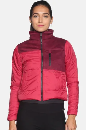 Campus Women Red Colourblocked Windcheater Puffer Jacket
