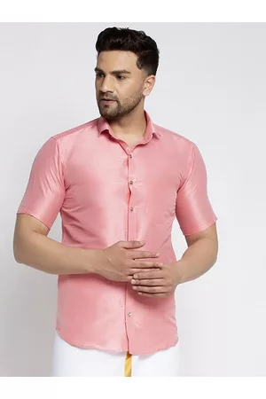 Kaifoo Men Casual Silk Shirt