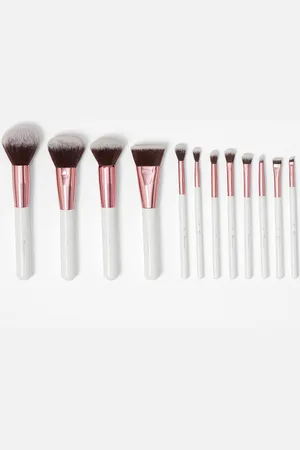 bh cosmetics Crystal Quartz 12-Piece Makeup Brush Set - White & Rose-Gold