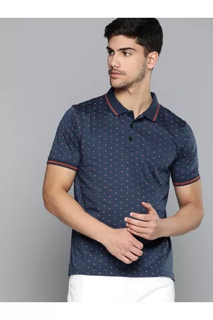 Indian Terrain Men Printed Pure Cotton Polo Collar T-shirt