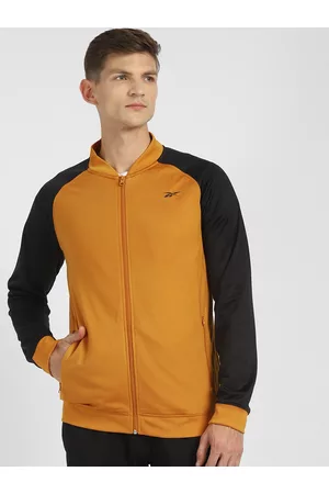 Reebok Men Beige Solid Hustle Tracktop Sporty Jacket