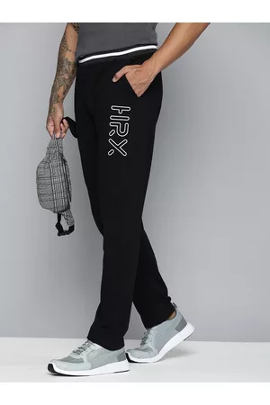 HRX Men Black Printed Detail Regular Fit Track pants