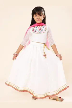 A.T.U.N. A T U N Girls Embroidered Ready to Wear Lehenga & Blouse With Dupatta