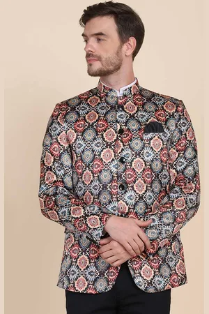 Tahvo Men Printed Slim-Fit Bandhgala Party Blazer
