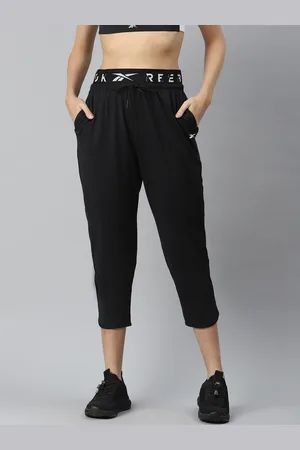 Reebok Women Black Training Lightweight Jersey 7/8th Track Pants