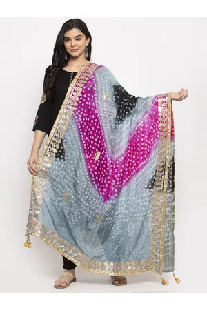 Clora Creation Printed Bandhani Dupatta with Gotta Patti