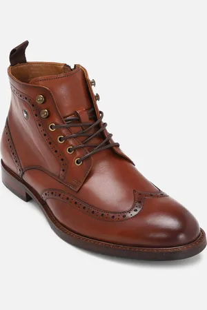 Louis Philippe Men Textured Leather Regular Boots