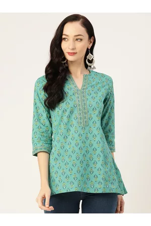 Jaipur Ethnic Motifs Print Pure Cotton Regular Ethnic Top
