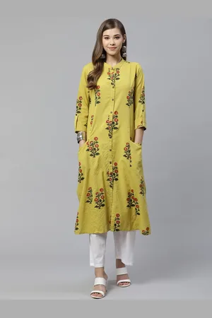 Divena World Women Mandarin Collar Floral Printed Cotton Kurta