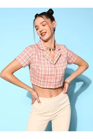 Berrylush Pink Gingham Checks Casual Shirt