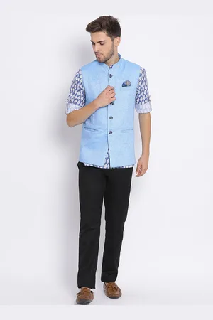 Hangup Men Ethnic Motifs Printed Mandarin collar Kurta with Trouser & Nehru Jacket