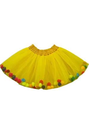 A.T.U.N. Girls Yellow Solid Flared Mini Tutu Skirt