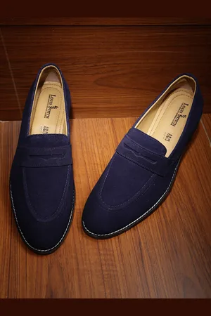 LOUIS STITCH Men Blue Suede Loafers