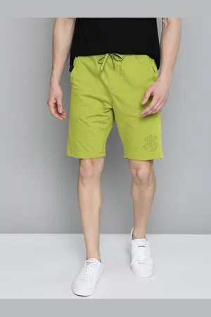 Mast & Harbour Men Olive Green Solid Pure Cotton Regular Shorts
