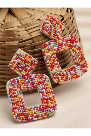 Anekaant Multicoloured Square Drop Earrings