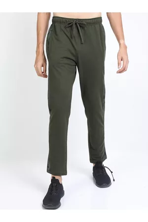 Ketch Men Olive Solid Slim-Fit Track Pants