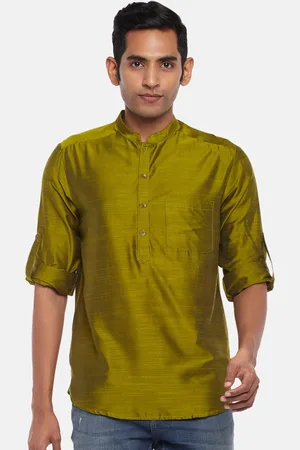Pantaloons Men Olive Green Solid Kurta