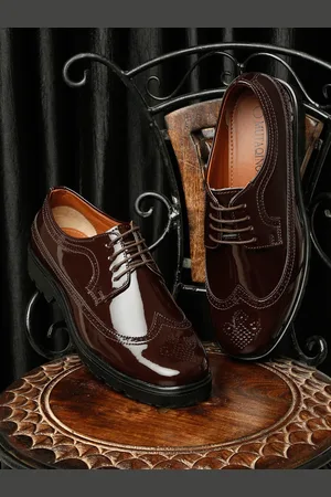 MUTAQINOTI Men Leather Formal Lace Ups Brogues