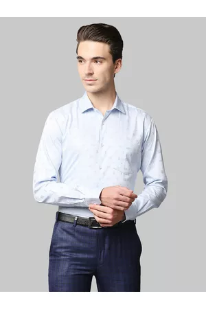 Park Avenue Men Blue Slim Fit Printed Cotton Formal Shirt