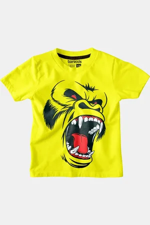BONKIDS Boys Gorilla Printed Round Neck Cotton T-shirt