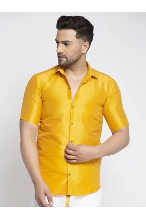 Kaifoo Men Yellow Casual Shirt