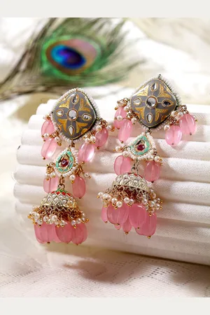 DUGRISTYLE Gold-Plated Kundan Classic Drop Earrings