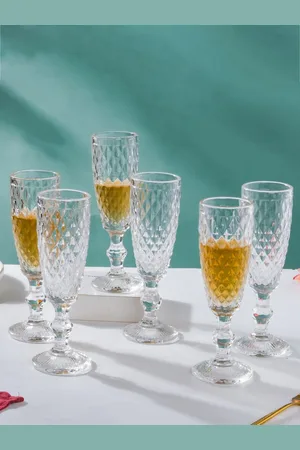 Nestasia Set Of 6 Transparent Textured Glassware 150 ml Each