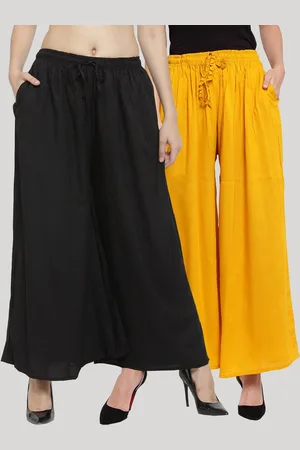 Clora Creation Women Pack of 2 Solid Rayon Flared Palazzos