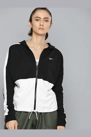 Reebok Women Black Colourblocked Hooded Training Sweatshirt