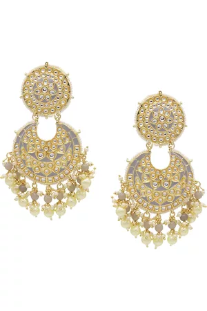 Asmitta Jewellery Grey Contemporary Chandbalis Earrings