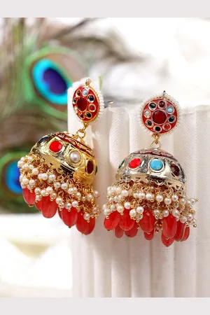 DUGRISTYLE Gold-Plated Classic Jhumkas Earrings