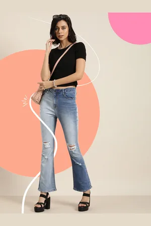 Moda Rapido Women Blue Bootcut High-Rise Mildly Distressed Heavy Fade Colourblocked Stretchable Jeans