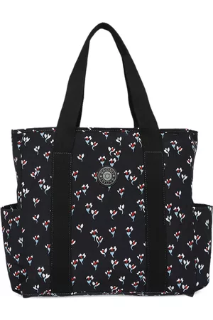 BAOMI Black Floral Printed Shopper Tote Bag