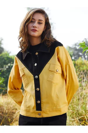ATHENA Women Colourblocked Cotton Denim Jacket