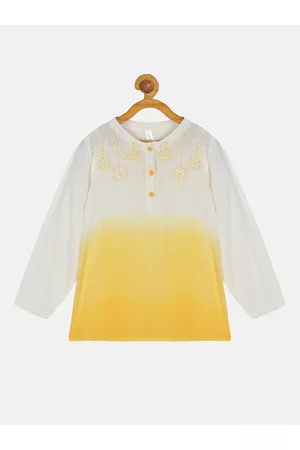 KiddoPanti Girls Dyed Thread Work Kurta