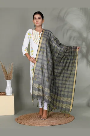 Kesarya Checked Organza Dupatta with Zari