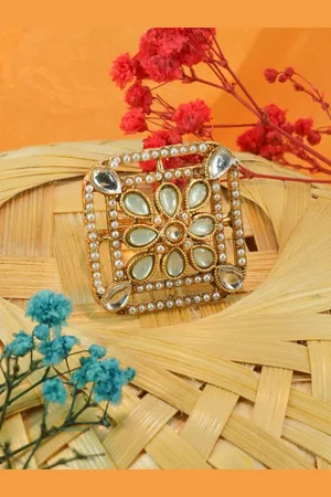 GRIIHAM Gold Plated AD Studded Adjustable Finger Ring