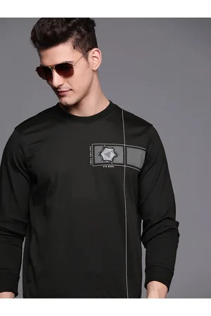 Louis Philippe Sport Men Grey & Black Printed Sweatshirt