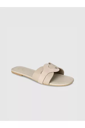 CAÏ Women Beige Open Toe Flats