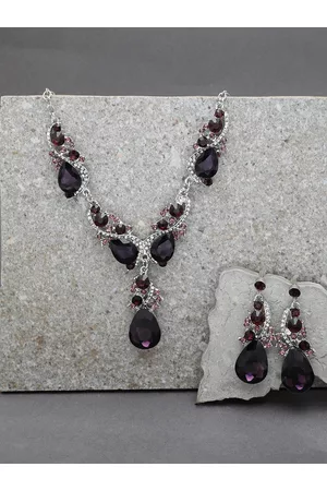 SOHI Silver-Plated Stone-Studded Jewellery Set