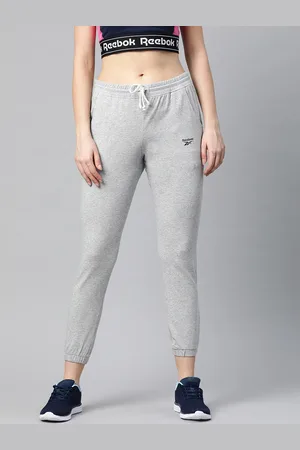 Reebok Women Grey Melange Slim Fit Solid Training Essential Joggers