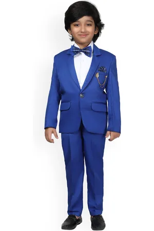 DKGF FASHION Boys Solid Single-Breasted Regular Fit 4 Piece Suits