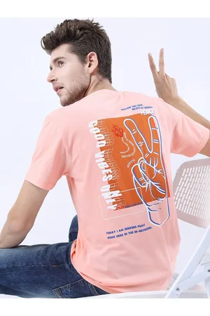 Ketch Men Pink Typography Printed Slim Fit T-shirt