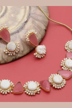 SOHI Gold-Plated Stone-Studded & Beaded Jewellery Set